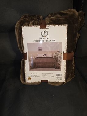 Montana Super Soft Flannel Bed Blanket - Brown - King